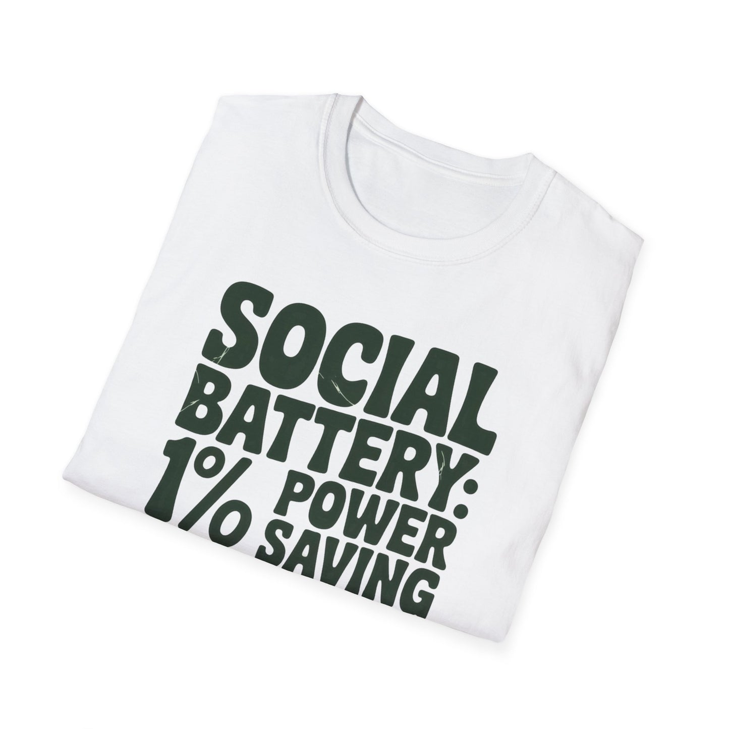 Introvert T‑Shirt — "Social Battery: 1% Power Saving Mode" Graphic Tee