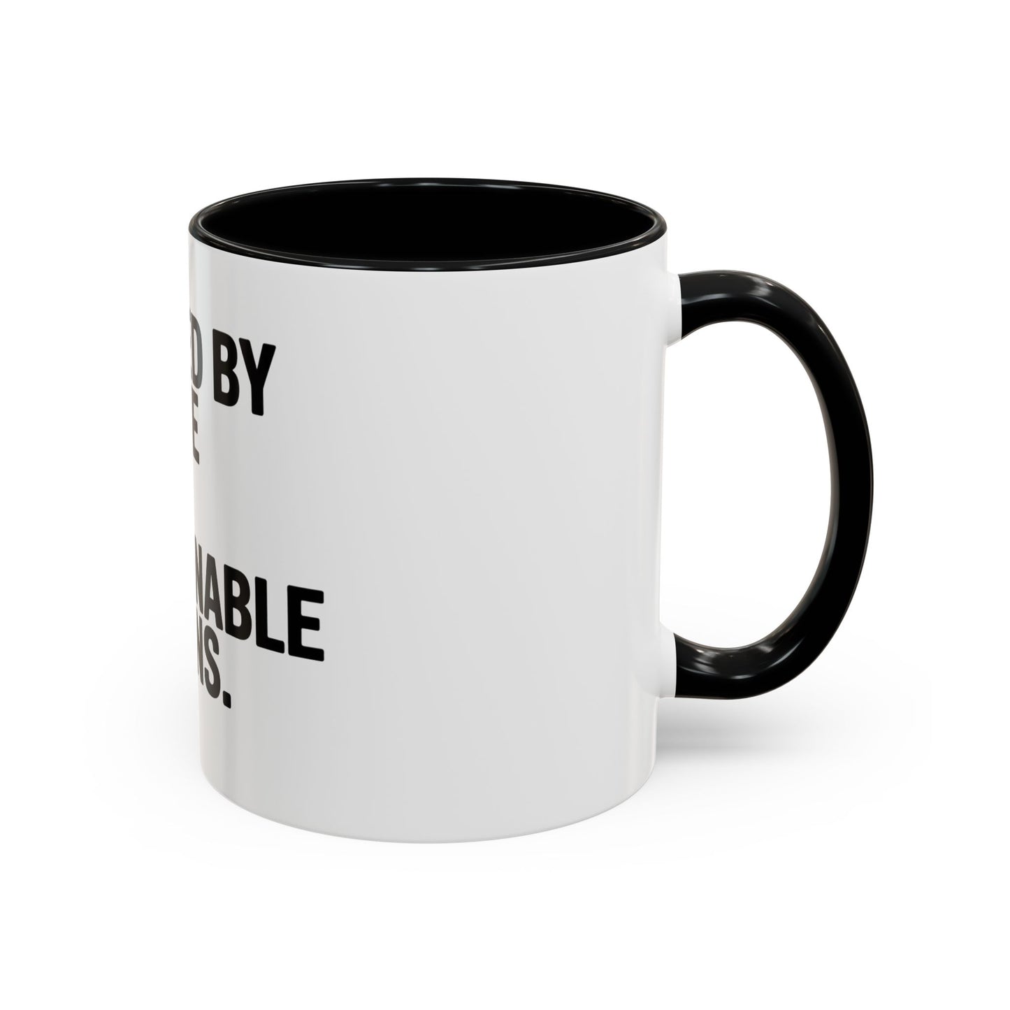 Coffee Mug — "Powered by Caffeine and Questionable Decisions" Black Accent