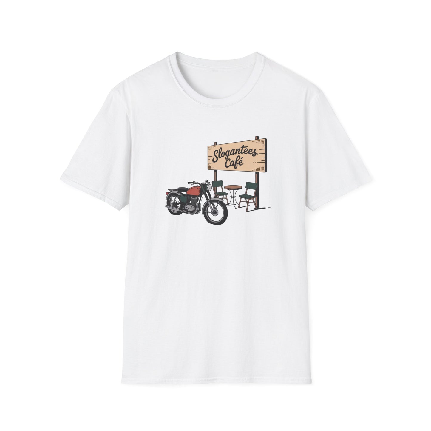 Cafe Motorbike T‑Shirt — "Slogantees Cafe" Vintage Motorcycle Coffee Tee