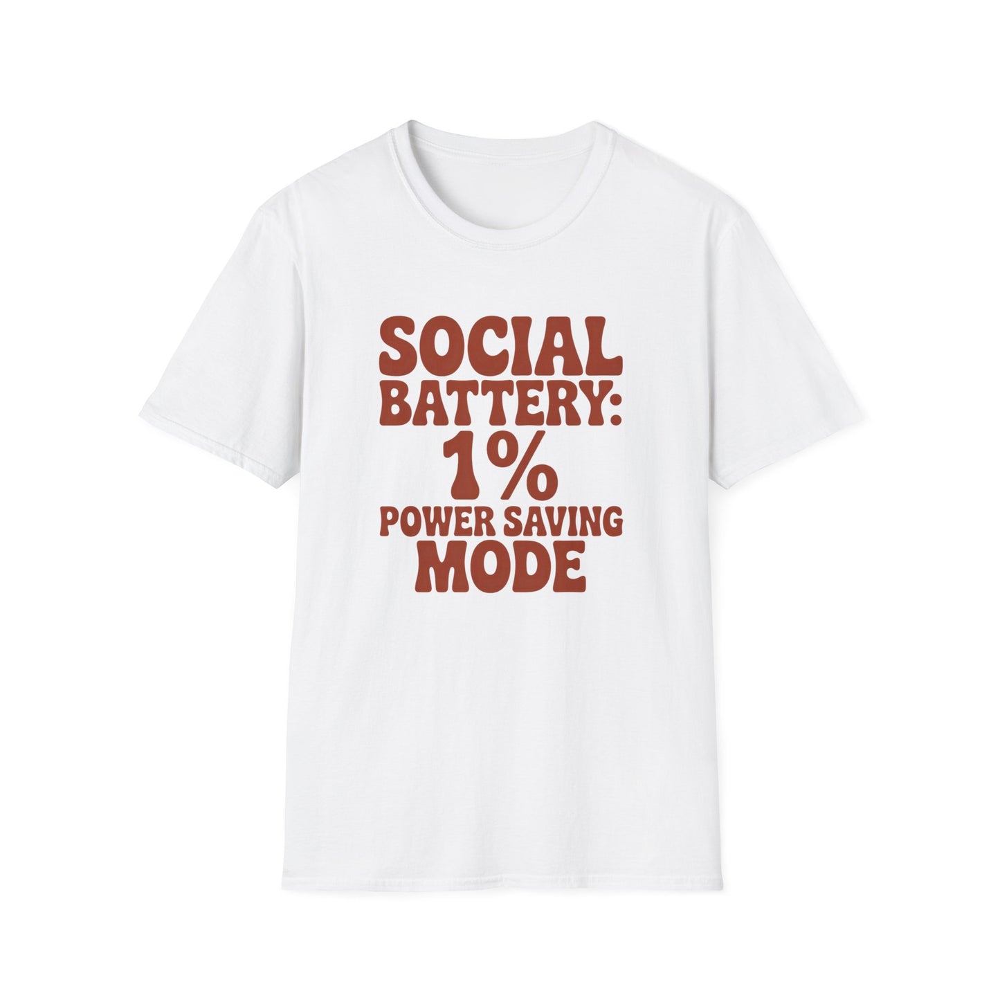 T-Shirt — "Social Battery: 1% Power Saving Mode" Funny Introvert Tee