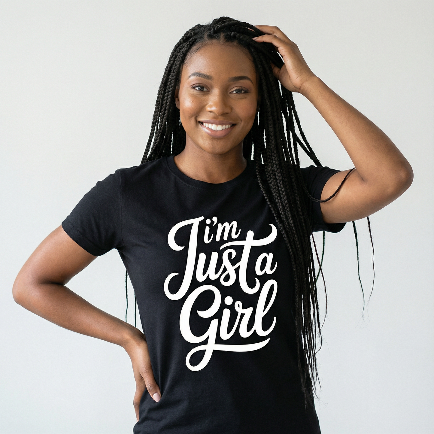 I'm Just a Girl T-Shirt — Feminine Script Graphic Tee