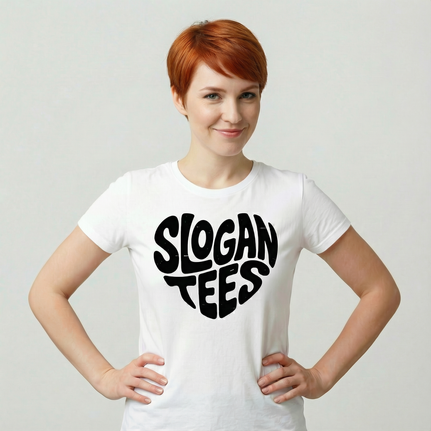 Slogan Tees Heart Graphic T-Shirt — Retro Bold Typography Tee