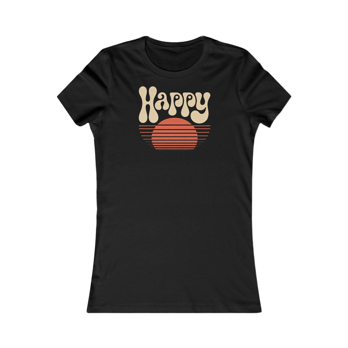 Happy Retro Sunset Women's Tee — Vintage 70s Graphic Shirt
